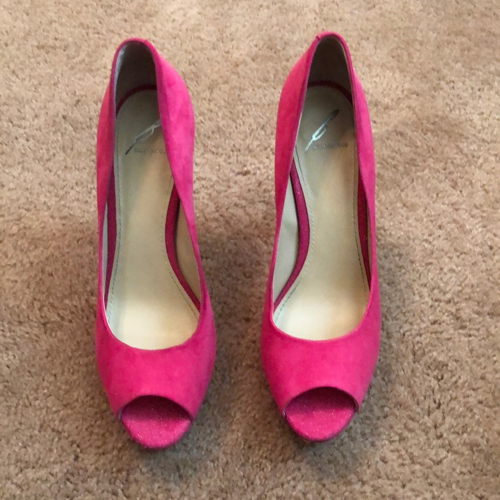 Brian Atwood HOT pink suede heels